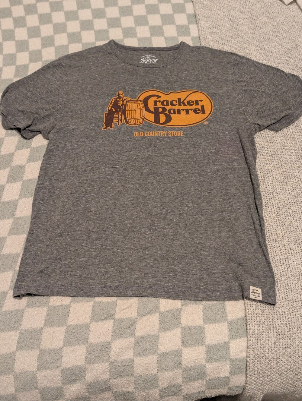 Legacy Cracker Barrel Gray Short-Sleeve Tee with Yellow Logo